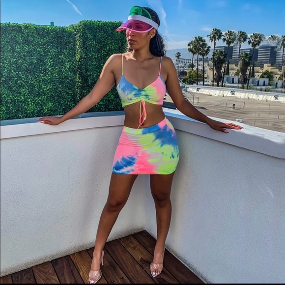 Two Piece Tie Dye Bodycon set - Picture 2 of 3